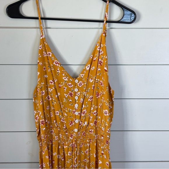 BTFBM yellow floral maxi dress women's size large - Picture 2 of 4
